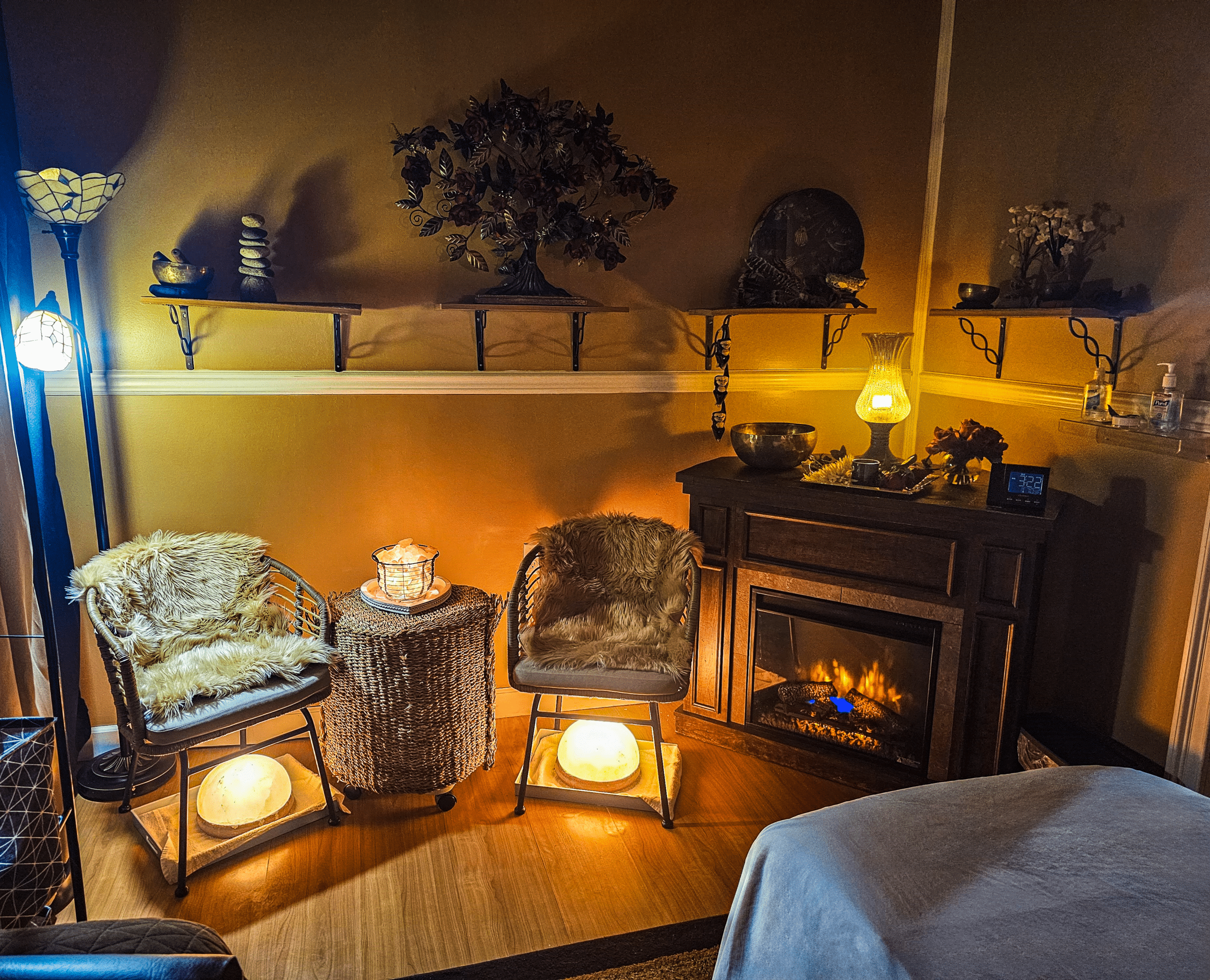 The serene Himalayan Salt Room at Hands On HealthCare Massage Therapy in Commack, Long Island.